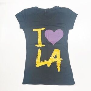 Sweet Girl I Heart (Love) LA black short sleeve t-shirt